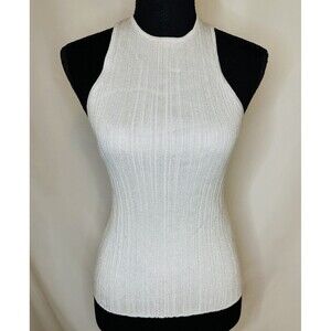 MADEWELL‎ The Signature Shimmer Knit Cutaway Sweater Tank Silver SMALL NWT